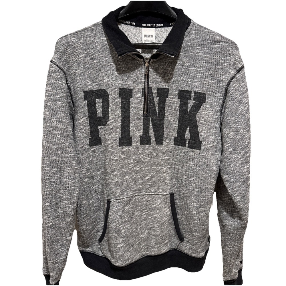 VS PINK LIMITED EDITION Size XS Pullover Half Zip Victorias Secret‎ Dog  Gray